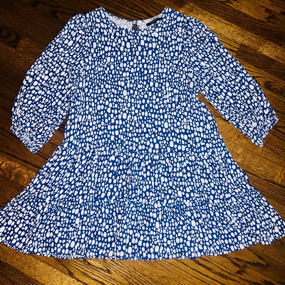Eloquii Navy and White Abstract Dress